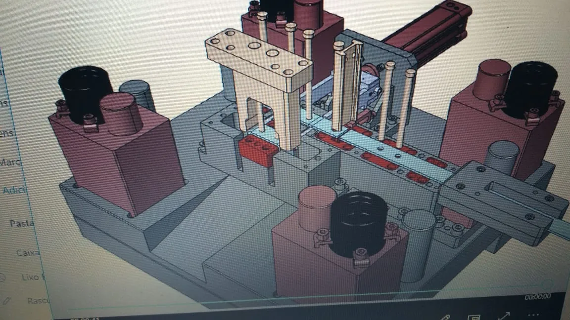 Projeto CAD 3D de dispositivo de montagem com múltiplos estágios — N7N Ferramentaria