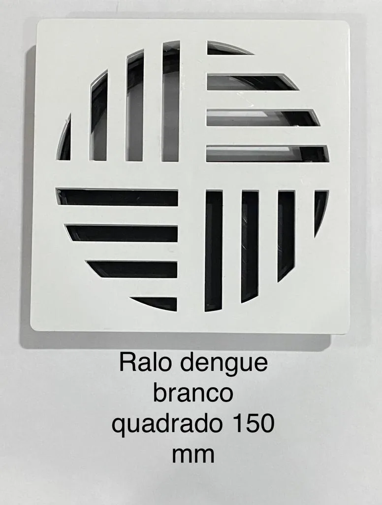 Ralo dengue branco quadrado 150mm com grelha antivetores — N7N Ferramentaria