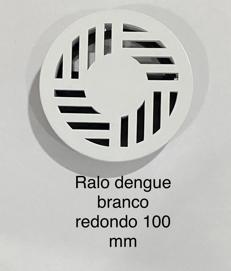 Ralo dengue branco redondo 100mm com grelha antivetores — N7N Ferramentaria
