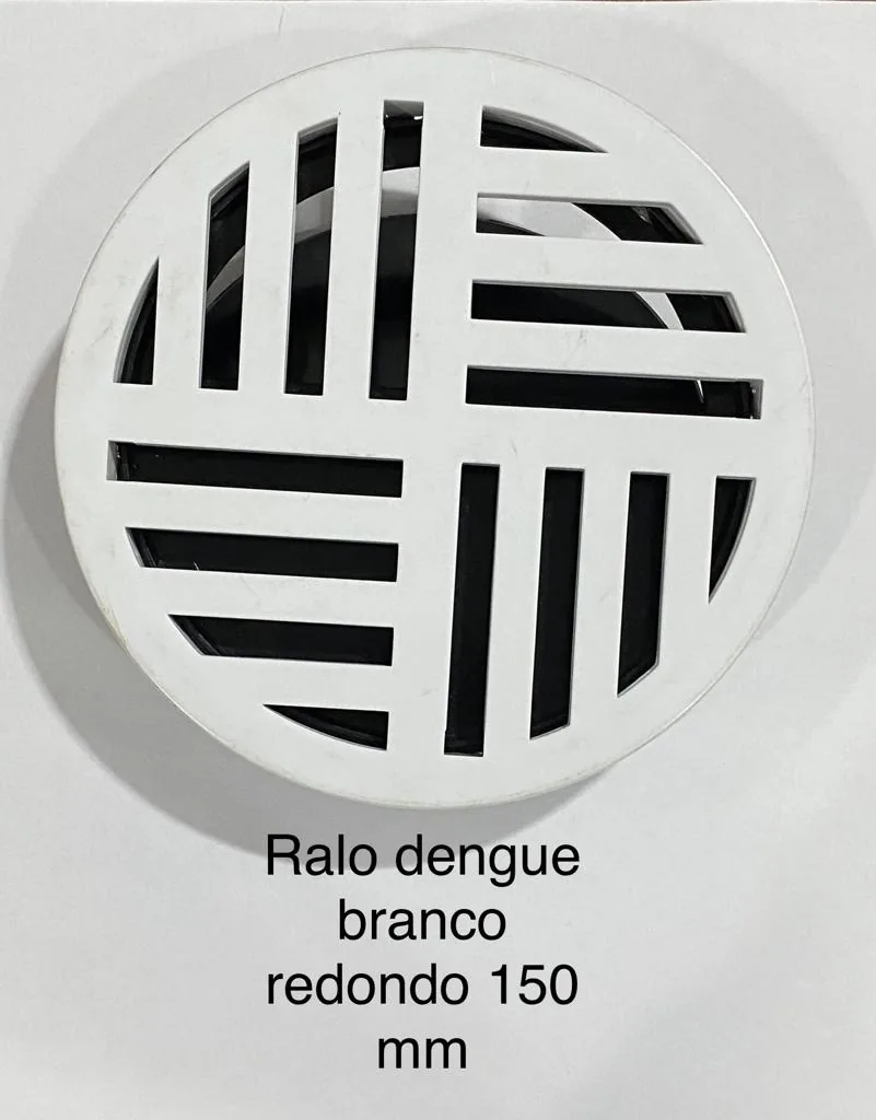 Ralo dengue branco redondo 150mm com grelha antivetores — N7N Ferramentaria
