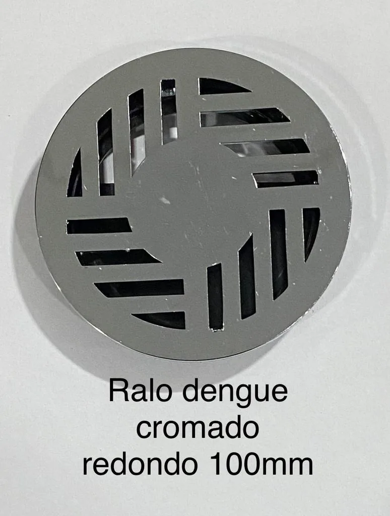 Ralo dengue cromado redondo 100mm com grelha antivetores — N7N Ferramentaria