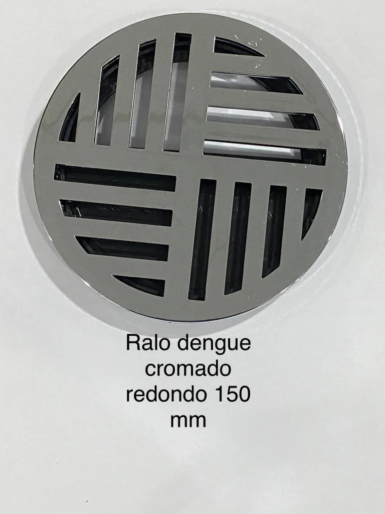Ralo dengue cromado redondo 150mm com grelha antivetores — N7N Ferramentaria