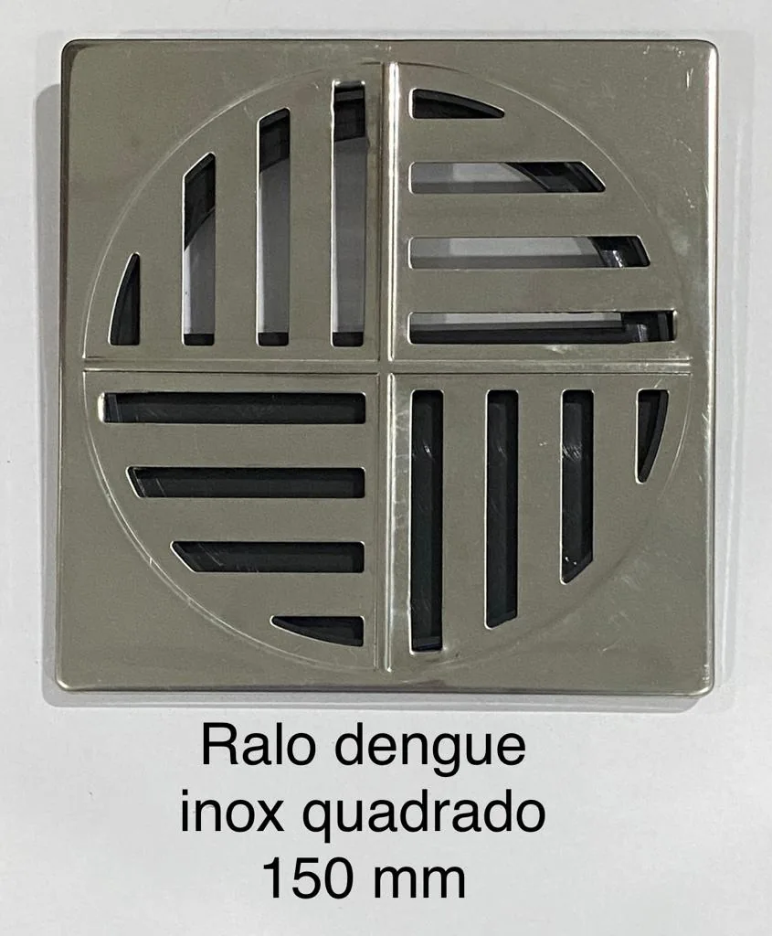 Ralo dengue inox quadrado 150mm com grelha antivetores — N7N Ferramentaria