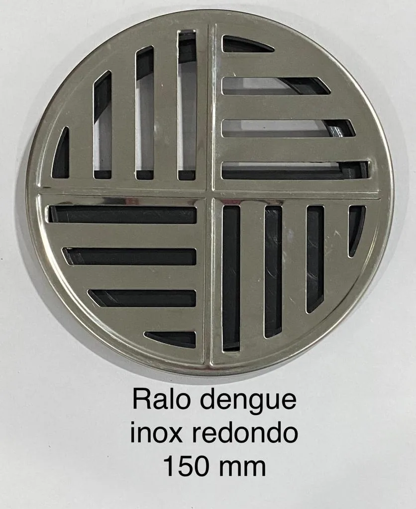 Ralo dengue inox redondo 150mm com grelha antivetores — N7N Ferramentaria